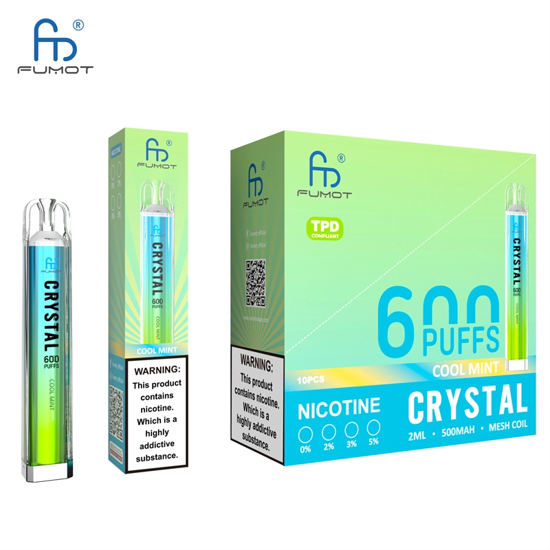 RandM Crystal 600 Puffs E Cigarettes Disposable Vape Puff 600 0% 2% 5% 2ml Prefilled Pod Mesh Coil 500mah Rechargeable Fumot Pen
