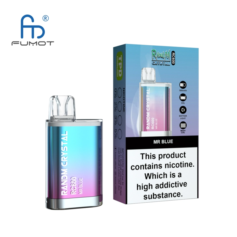RandM Crystal RC 600 Puffs Vapes E Cigarettes Disposable 0% 2% 3% 5% 2ml Prefilled Pod 400mah Rechargeable Battery Puff 600 Pen