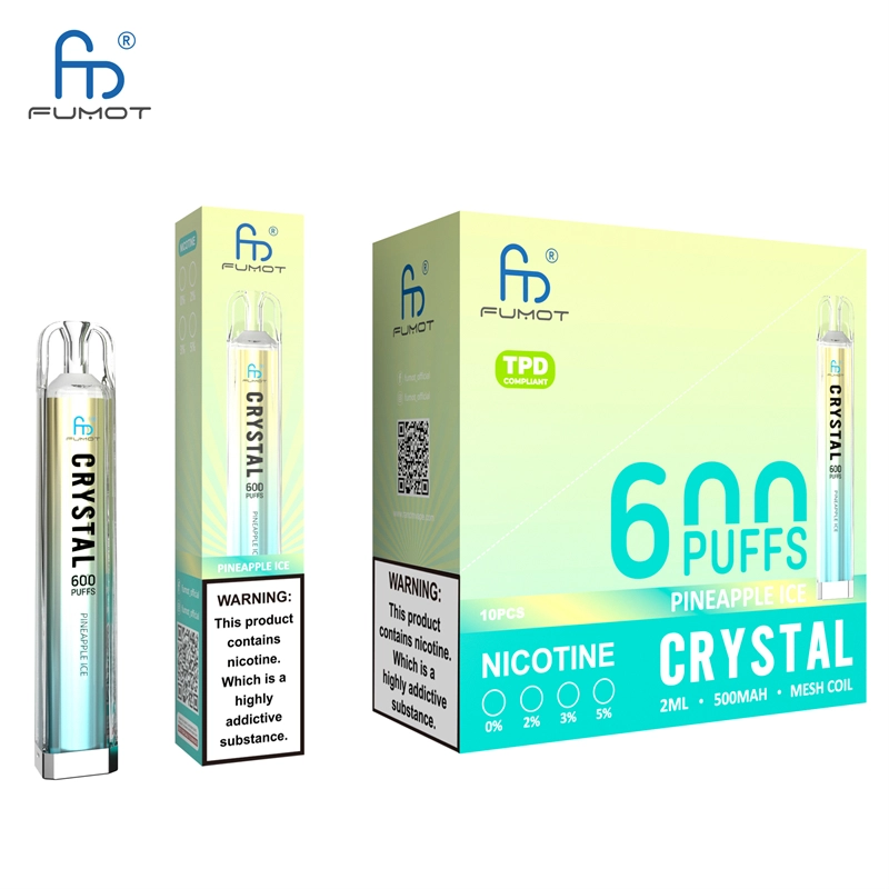 RandM Crystal 600 Puffs E Cigarettes Disposable Vape Puff 600 0% 2% 5% 2ml Prefilled Pod Mesh Coil 500mah Rechargeable Fumot Pen