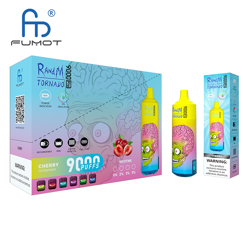 Original RandM Tornado 9000 Pro Puffs Disposable Vape Electronic Cigarettes Puff 9k 0% 2% 3% 5% 18ml Pod 600mAh Rechargeable Battery Vaper Digital Display  Fumot Pen