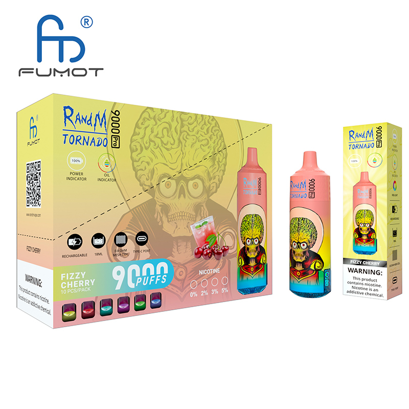 Original RandM Tornado 9000 Pro Puffs Disposable Vape Electronic Cigarettes Puff 9k 0% 2% 3% 5% 18ml Pod 600mAh Rechargeable Battery Vaper Digital Display  Fumot Pen