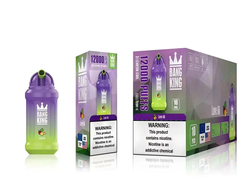 Bang King 12000 Puffs Vape Disposable E Cigarettes Puff 12k 0% 2% 3% 5% 23ml Prefilled Pod Mesh Coil 650mah Rechargeable Battery Vapers Pen