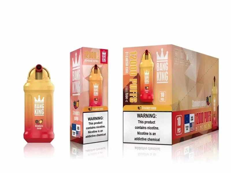 Bang King 12000 Puffs Vape Disposable E Cigarettes Puff 12k 0% 2% 3% 5% 23ml Prefilled Pod Mesh Coil 650mah Rechargeable Battery Vapers Pen