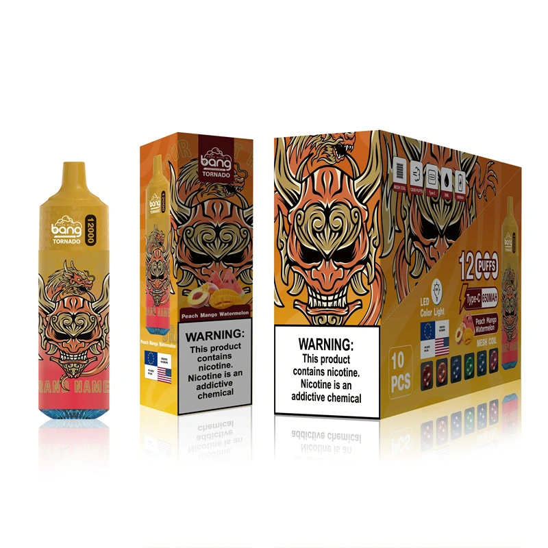 Bang Tornado 12000 Puffs Disposable Vape Electronic Cigarettes Puff 12k 0% 2% 3% 5% 20ml Prefilled Pod Mesh Coil 650mah Rechargeable Battery Vapers Pen