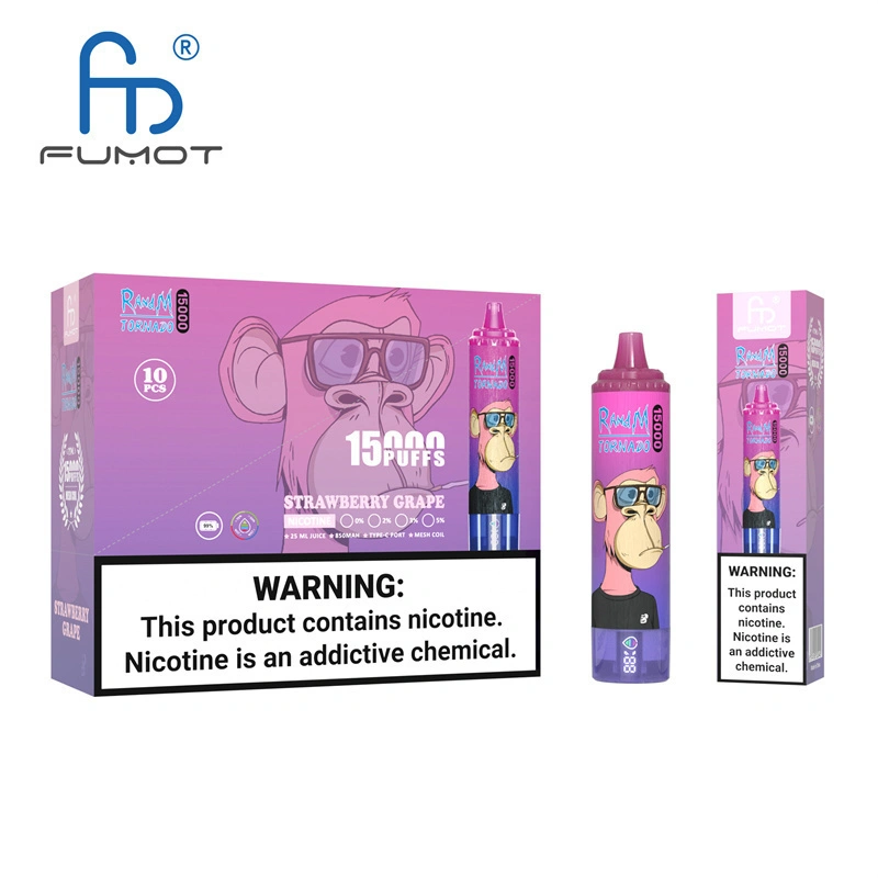 Fumot Randm Tornado 15000 Puffs Disposable Vape E Cigarettes Puff 15k 0% 2% 3% 5% 25ml Prefilled Pod Mesh Coil 850mah Rechargeable Battery Pen