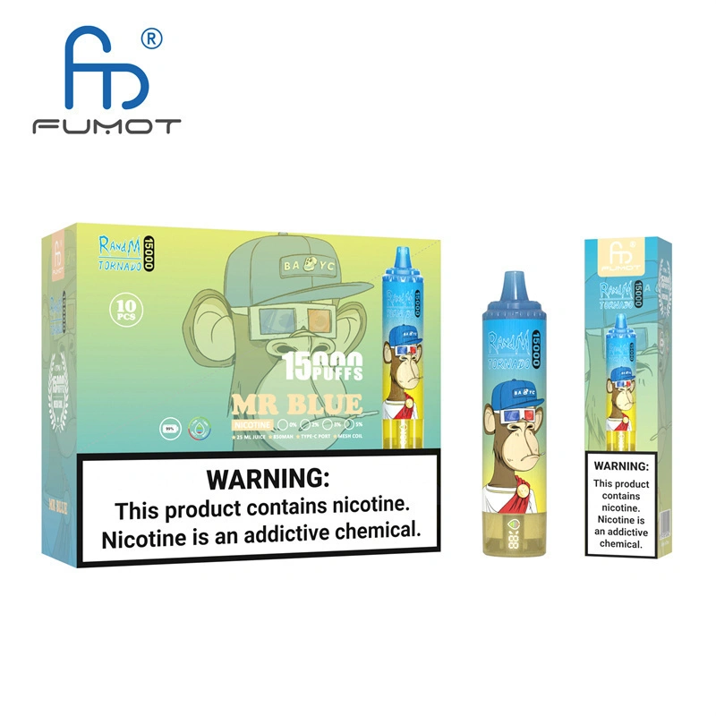 Fumot Randm Tornado 15000 Puffs Disposable Vape E Cigarettes Puff 15k 0% 2% 3% 5% 25ml Prefilled Pod Mesh Coil 850mah Rechargeable Battery Pen