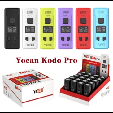 Yocan Kodo Pro Battery Mod 400mAh E Cigarette Batteries Preheat Adjustable Voltage Vape Pen For 510 Carts Oil Cartridges OLED Screen 6 Colors 20pcs/Box