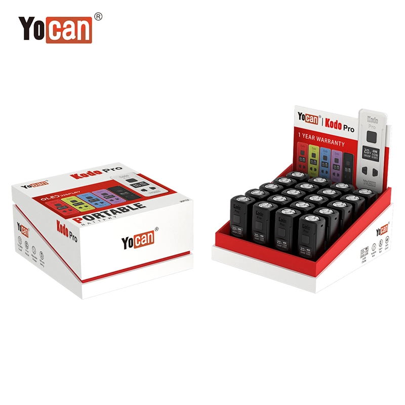 Yocan Kodo Pro Battery Mod 400mAh E Cigarette Batteries Preheat Adjustable Voltage Vape Pen For 510 Carts Oil Cartridges OLED Screen 6 Colors 20pcs/Box