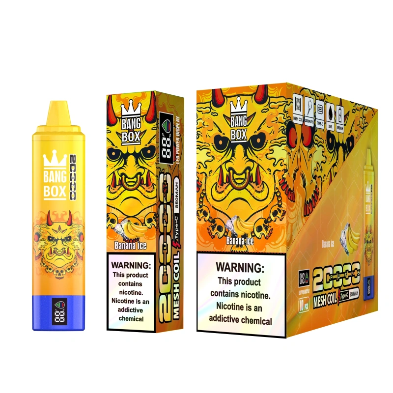 Bang Box 20000 Puffs Disposable Vape E Cigarettes Smart Screen 0% 2% 3% 5% Puff 20k 35ml Prefilled Pod Mesh Coil 850mah Rechargeable Battery Vaper Digital Display Pen