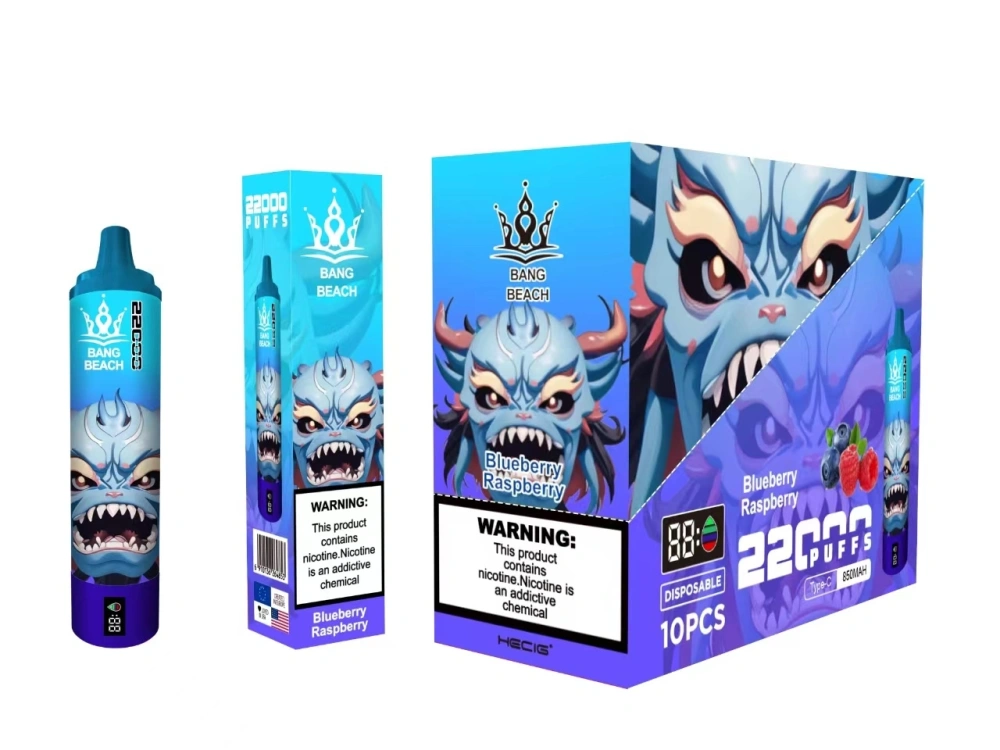 Bang Beach 22000 Puffs Smart Screen Vape Disposable E Cigarettes 0% 2% 3% 5% 36ml Prefilled Pod Mesh Coil 850mah Rechargeable Battery Pen Vapers Device