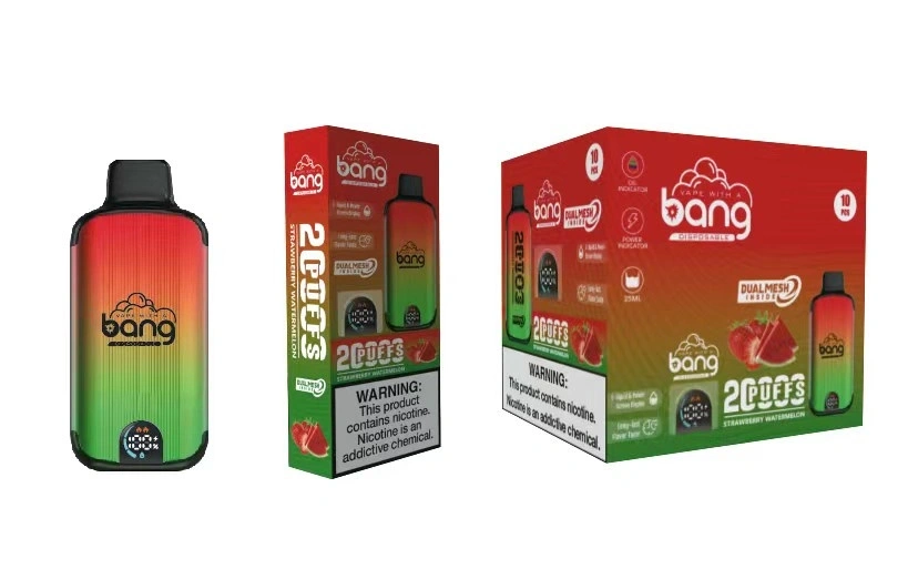 Bang 20000 Puffs Smart Screen Disposable Electronic Cigarettes Vape Puff 20k 0% 2% 3% 5% 20ml Prefilled Pod Mesh Coil 650mah Rechargeable Battery Pen