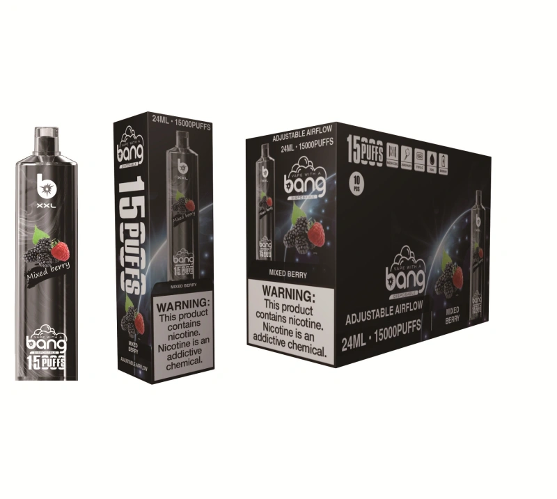 Bang XXL Puff 15k 15000 Puffs Disposable E Cigarettes Vape Crystal 0% 2% 3% 5% 25ml Prefilled Pod Mesh Coil 600mah Rechargeable Vaper Adjustable Airflow Pen