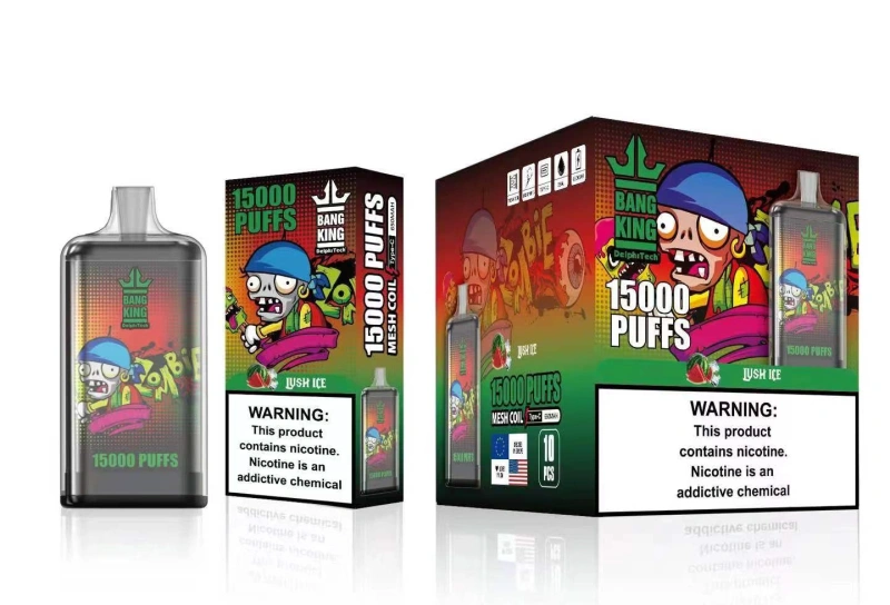 Bang King 15000 Puffs Disposable Vape E Cigarettes 0% 2% 3% 5% Puff 15k 25ml Prefilled Pod 1.0ohm Mesh Coil 650mah Rechargeable Battery Vaper Pen
