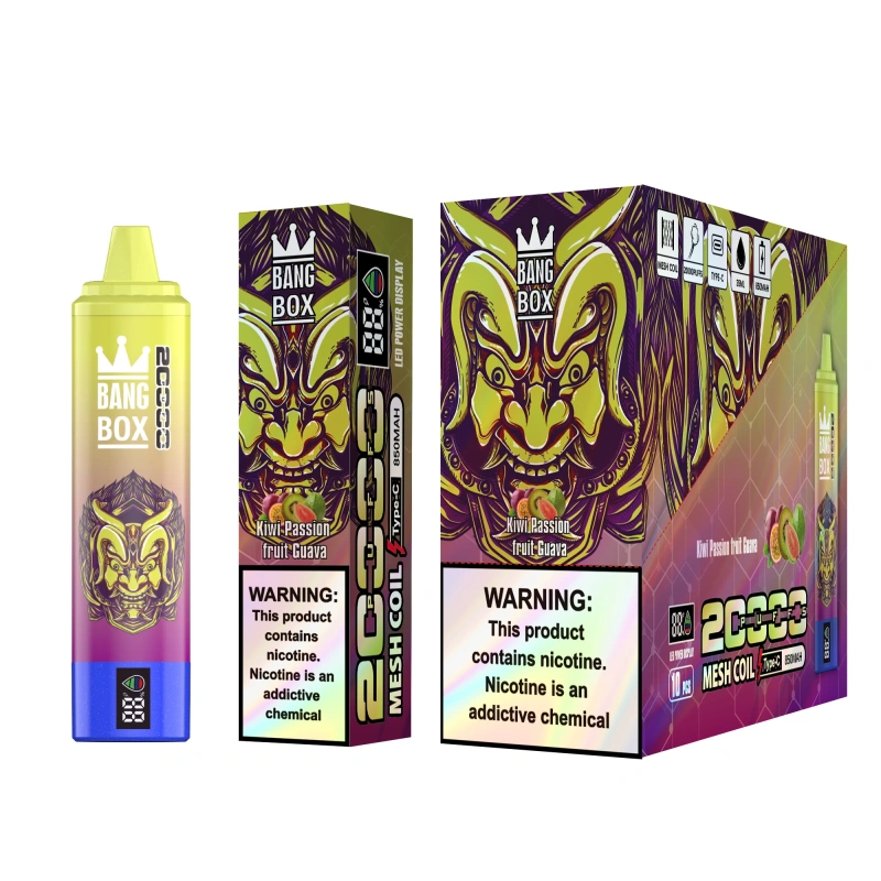 Bang Box 20000 Puffs Disposable Vape E Cigarettes Smart Screen 0% 2% 3% 5% Puff 20k 35ml Prefilled Pod Mesh Coil 850mah Rechargeable Battery Vaper Digital Display Pen