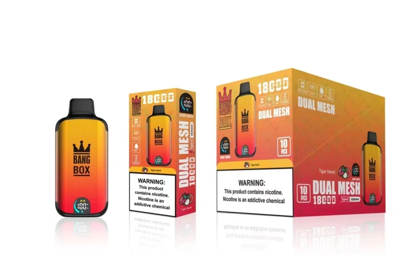 Bang Box 18000 Puffs Smart Screen Disposable Vape E Cigarettes 0% 2% 3% 5% Puff 18k 26ml Prefilled Pod Dual Mesh 850mah Rechargeable Battery Vapers Pen