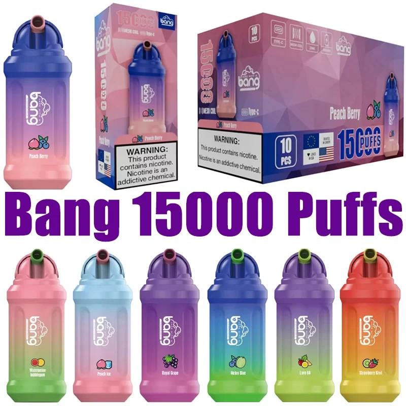 Bang 15000 Puffs Vape Disposable E Cigarettes Puff 15k 0% 2% 3% 5% 23ml Prefilled Pod Mesh Coil 650mah Rechargeable Battery Vaper Pen