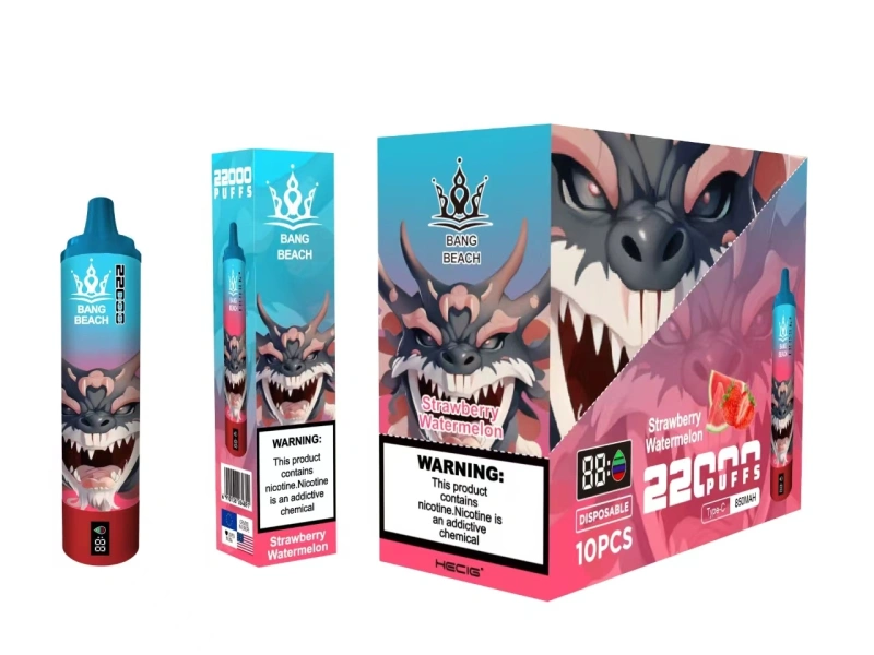Bang Beach 22000 Puffs Smart Screen Vape Disposable E Cigarettes 0% 2% 3% 5% 36ml Prefilled Pod Mesh Coil 850mah Rechargeable Battery Pen Vapers Device
