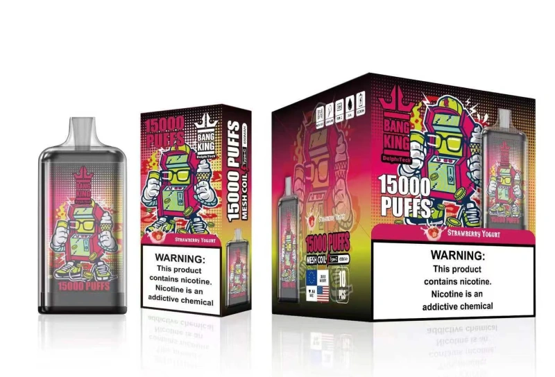 Bang King 15000 Puffs Disposable Vape E Cigarettes 0% 2% 3% 5% Puff 15k 25ml Prefilled Pod 1.0ohm Mesh Coil 650mah Rechargeable Battery Vaper Pen