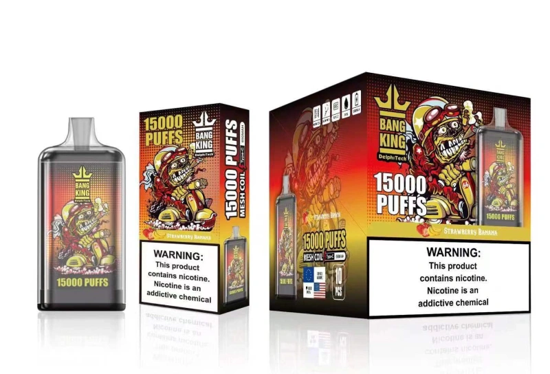Bang King 15000 Puffs Disposable Vape E Cigarettes 0% 2% 3% 5% Puff 15k 25ml Prefilled Pod 1.0ohm Mesh Coil 650mah Rechargeable Battery Vaper Pen