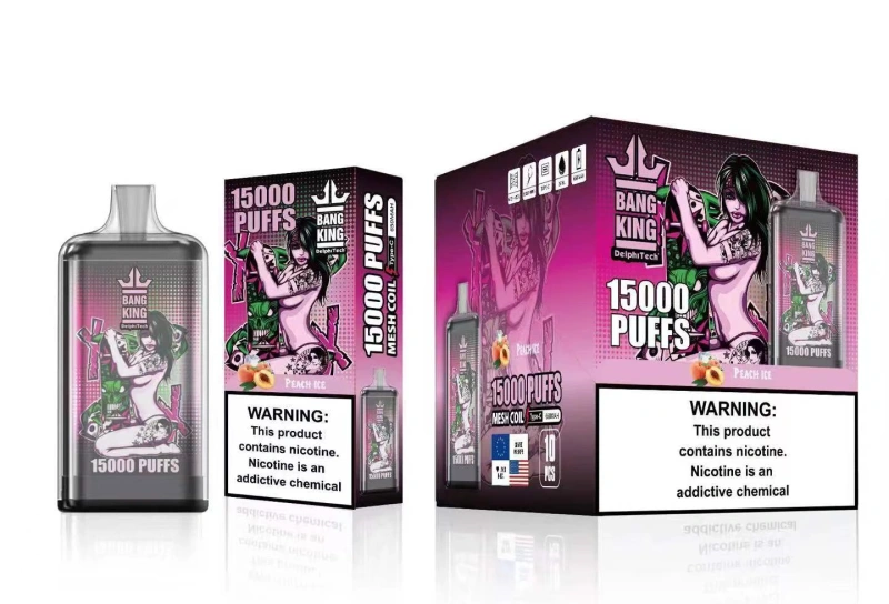 Bang King 15000 Puffs Disposable Vape E Cigarettes 0% 2% 3% 5% Puff 15k 25ml Prefilled Pod 1.0ohm Mesh Coil 650mah Rechargeable Battery Vaper Pen