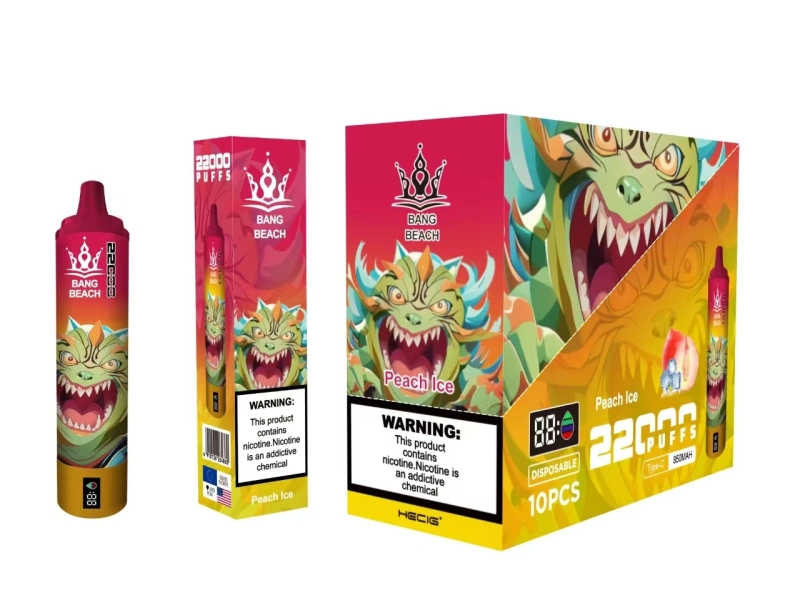 Bang Beach 22000 Puffs Smart Screen Vape Disposable E Cigarettes 0% 2% 3% 5% 36ml Prefilled Pod Mesh Coil 850mah Rechargeable Battery Pen Vapers Device