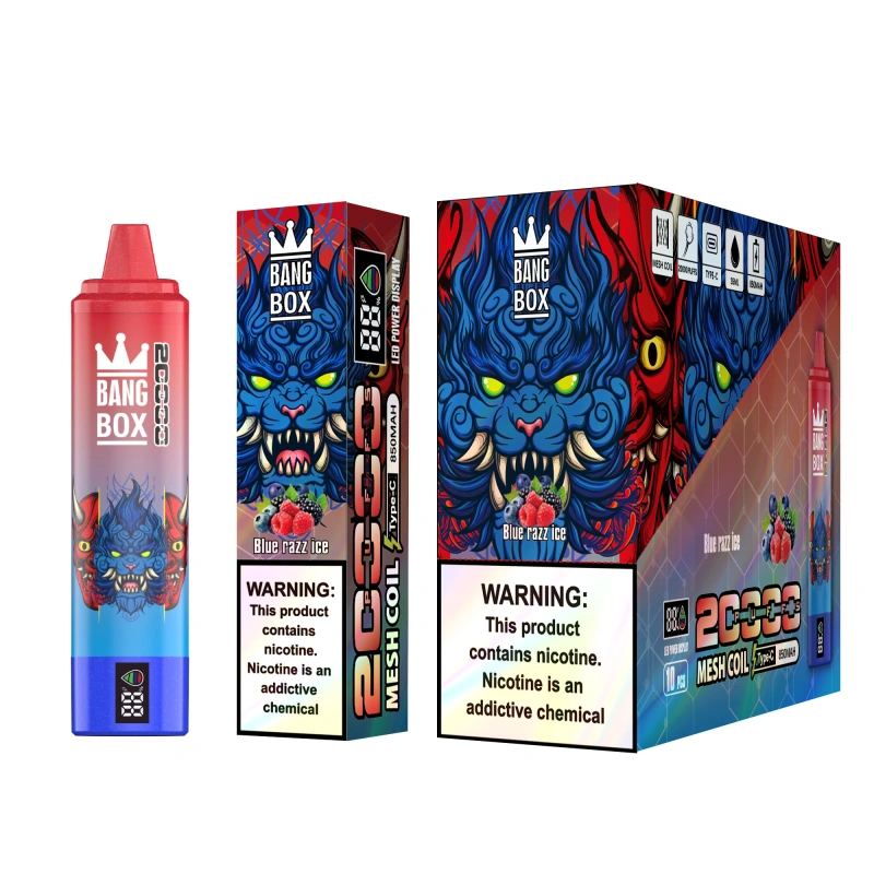 Bang Box 20000 Puffs Disposable Vape E Cigarettes Smart Screen 0% 2% 3% 5% Puff 20k 35ml Prefilled Pod Mesh Coil 850mah Rechargeable Battery Vaper Digital Display Pen
