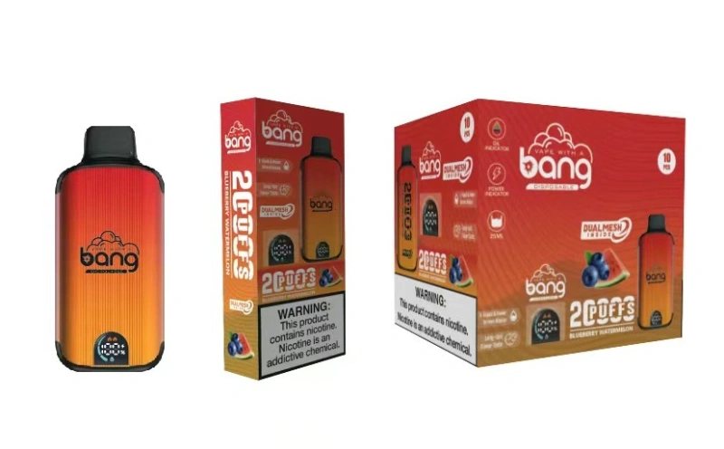 Bang 20000 Puffs Smart Screen Disposable Electronic Cigarettes Vape Puff 20k 0% 2% 3% 5% 20ml Prefilled Pod Mesh Coil 650mah Rechargeable Battery Pen
