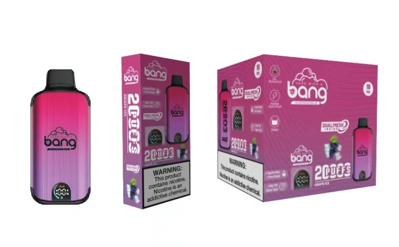 Bang 20000 Puffs Smart Screen Disposable Electronic Cigarettes Vape Puff 20k 0% 2% 3% 5% 20ml Prefilled Pod Mesh Coil 650mah Rechargeable Battery Pen