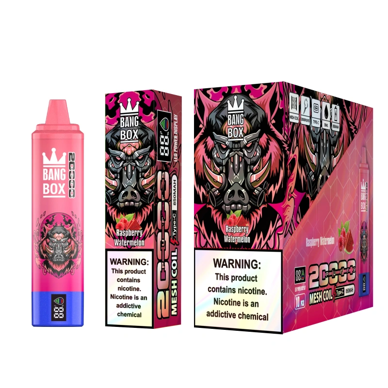Bang Box 20000 Puffs Disposable Vape E Cigarettes Smart Screen 0% 2% 3% 5% Puff 20k 35ml Prefilled Pod Mesh Coil 850mah Rechargeable Battery Vaper Digital Display Pen