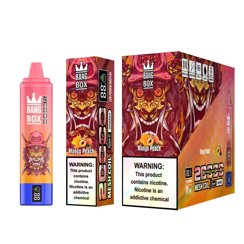 Bang Box 20000 Puffs Disposable Vape E Cigarettes Smart Screen 0% 2% 3% 5% Puff 20k 35ml Prefilled Pod Mesh Coil 850mah Rechargeable Battery Vaper Digital Display Pen