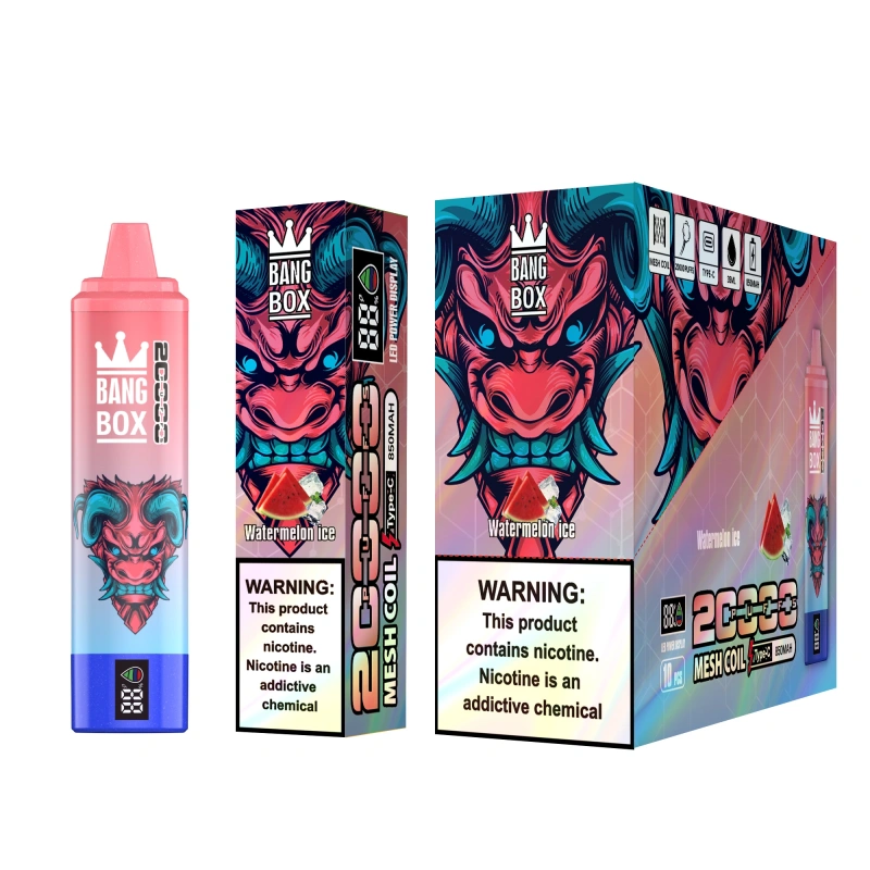 Bang Box 20000 Puffs Disposable Vape E Cigarettes Smart Screen 0% 2% 3% 5% Puff 20k 35ml Prefilled Pod Mesh Coil 850mah Rechargeable Battery Vaper Digital Display Pen