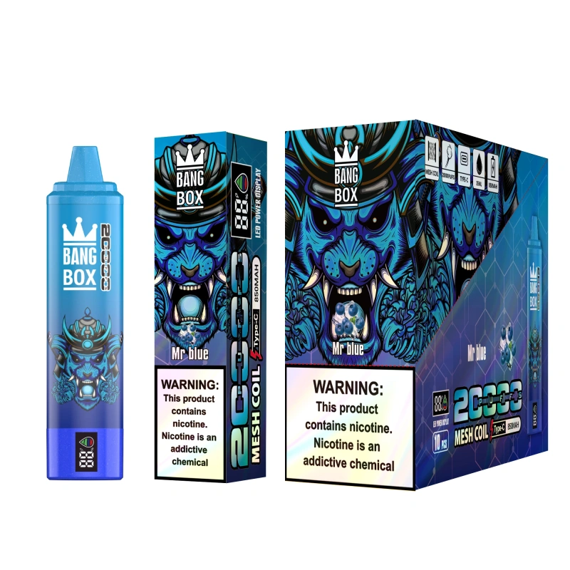 Bang Box 20000 Puffs Disposable Vape E Cigarettes Smart Screen 0% 2% 3% 5% Puff 20k 35ml Prefilled Pod Mesh Coil 850mah Rechargeable Battery Vaper Digital Display Pen