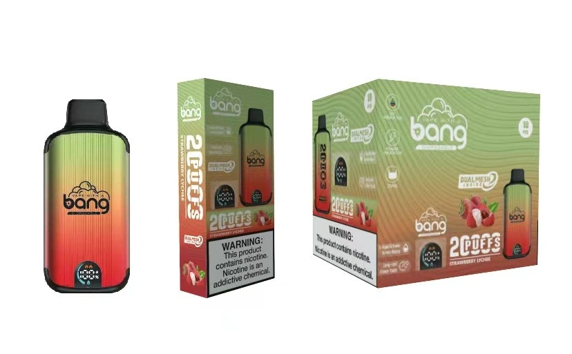 Bang 20000 Puffs Smart Screen Disposable Electronic Cigarettes Vape Puff 20k 0% 2% 3% 5% 20ml Prefilled Pod Mesh Coil 650mah Rechargeable Battery Pen