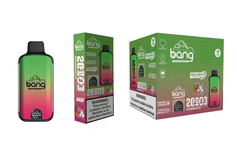 Bang 20000 Puffs Smart Screen Disposable Electronic Cigarettes Vape Puff 20k 0% 2% 3% 5% 20ml Prefilled Pod Mesh Coil 650mah Rechargeable Battery Pen