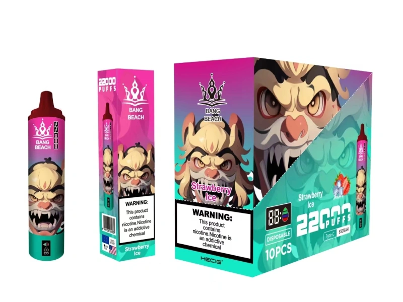 Bang Beach 22000 Puffs Smart Screen Vape Disposable E Cigarettes 0% 2% 3% 5% 36ml Prefilled Pod Mesh Coil 850mah Rechargeable Battery Pen Vapers Device