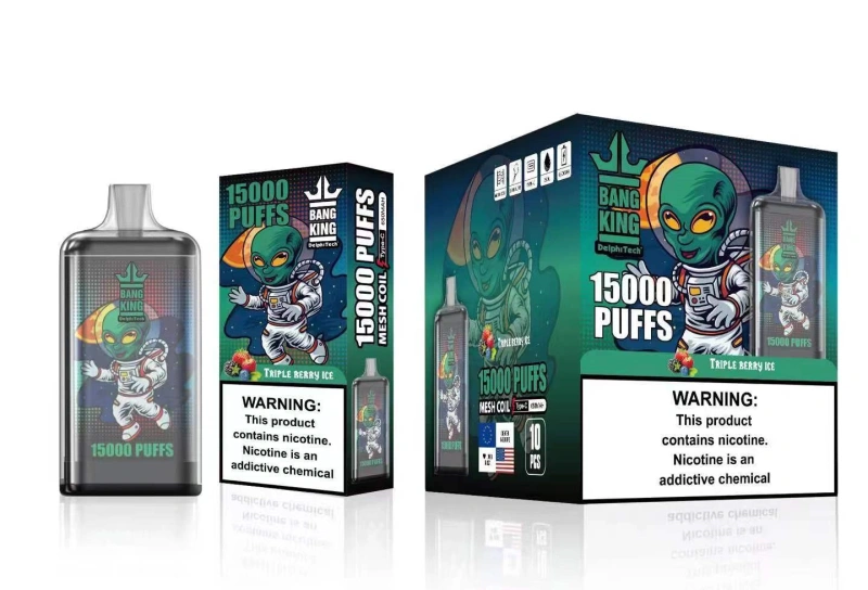 Bang King 15000 Puffs Disposable Vape E Cigarettes 0% 2% 3% 5% Puff 15k 25ml Prefilled Pod 1.0ohm Mesh Coil 650mah Rechargeable Battery Vaper Pen