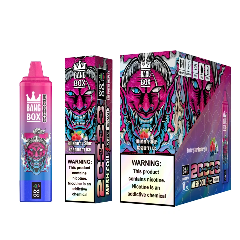 Bang Box 20000 Puffs Disposable Vape E Cigarettes Smart Screen 0% 2% 3% 5% Puff 20k 35ml Prefilled Pod Mesh Coil 850mah Rechargeable Battery Vaper Digital Display Pen