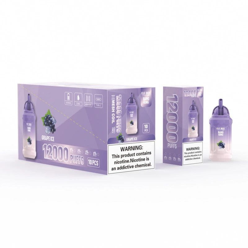 ELF BOX Bang King 12000 Puffs Disposable Vape E Cigarettes Puff 12k 0% 2% 3% 5% 23ml Prefilled Pod 600mah Rechargeable Battery Pen