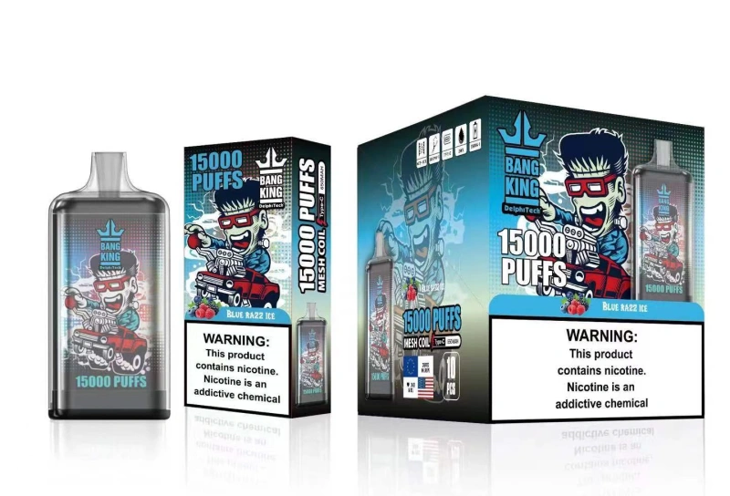 Bang King 15000 Puffs Disposable Vape E Cigarettes 0% 2% 3% 5% Puff 15k 25ml Prefilled Pod 1.0ohm Mesh Coil 650mah Rechargeable Battery Vaper Pen