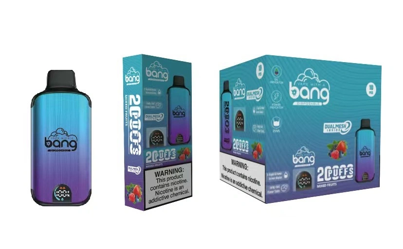 Bang 20000 Puffs Smart Screen Disposable Electronic Cigarettes Vape Puff 20k 0% 2% 3% 5% 20ml Prefilled Pod Mesh Coil 650mah Rechargeable Battery Pen