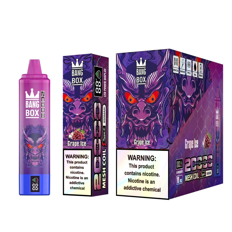 Bang Box 20000 Puffs Disposable Vape E Cigarettes Smart Screen 0% 2% 3% 5% Puff 20k 35ml Prefilled Pod Mesh Coil 850mah Rechargeable Battery Vaper Digital Display Pen