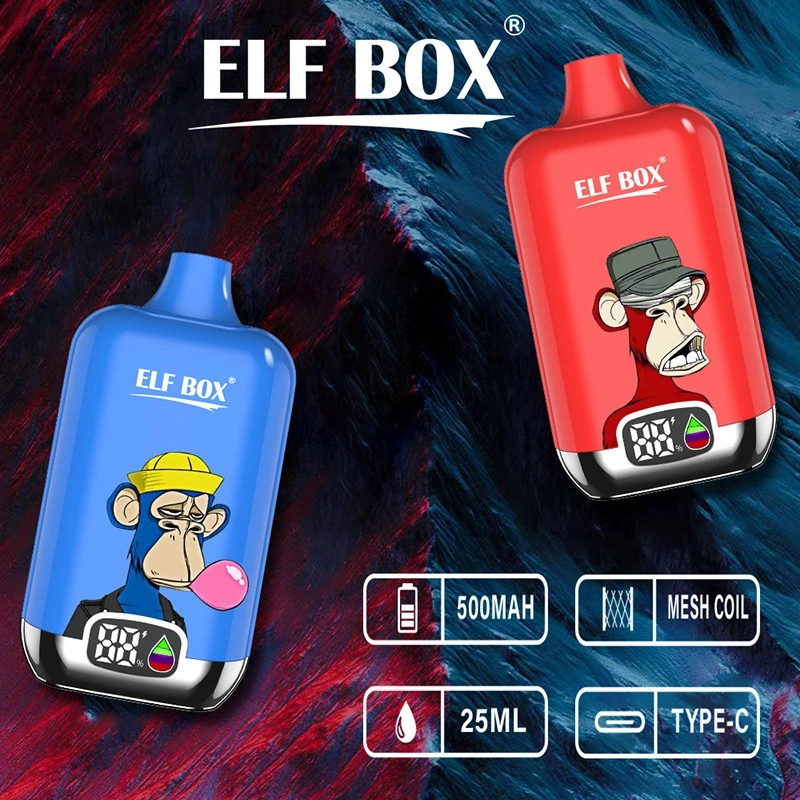 ELF BOX Digital 12000 Puffs Disposable E Cigarettes Vaper 0% 2% 3% 5% 25ml Prefilled Pod 0.8ohm Mesh Coil 500mah Rechargeable Battery Puff 12k Pen