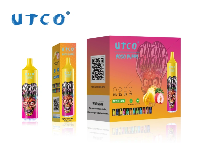 UTCO Tornado 9000 Puffs Disposable Vape Puff 9k Vaper E Cigarettes 0% 2% 3% 5% 18ml Mesh Coil Pod 850mah Rechargeable 22 Flavors Pen