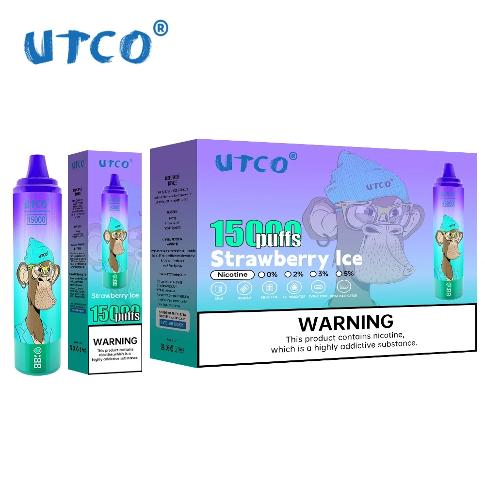 UTCO Tornado Digital 15000 Puffs Vape Disposable E Cigarettes 28ml Prefilled Pod 850mah Rechargeable 2% 5% Puff 15k Airflow Adjustable Smart Screen Original Pen