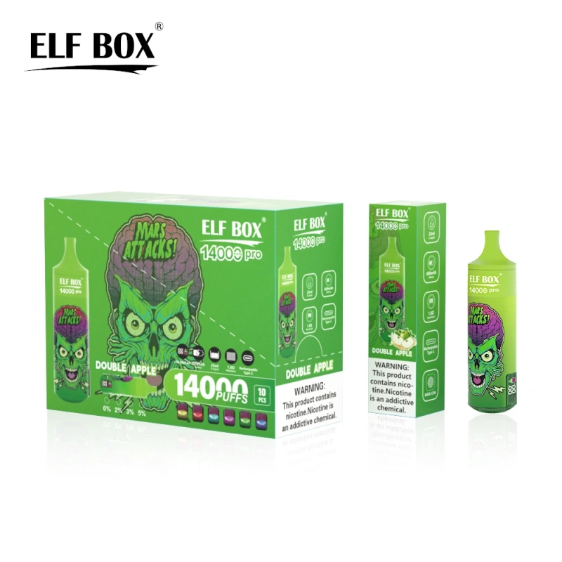 ELF BOX 14000 Pro Puffs Disposable E Cigarettes Vapers Puff 14k 0% 2% 3% 5% LED Display 1.0ohm Mesh Coil 25ml Prefilled Pod 600mah Rechargeable RGB Light Lanyard Pen
