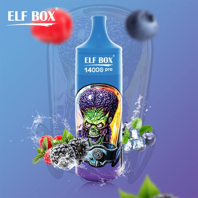 ELF BOX 14000 Pro Puffs Disposable E Cigarettes Vapers Puff 14k 0% 2% 3% 5% LED Display 1.0ohm Mesh Coil 25ml Prefilled Pod 600mah Rechargeable RGB Light Lanyard Pen