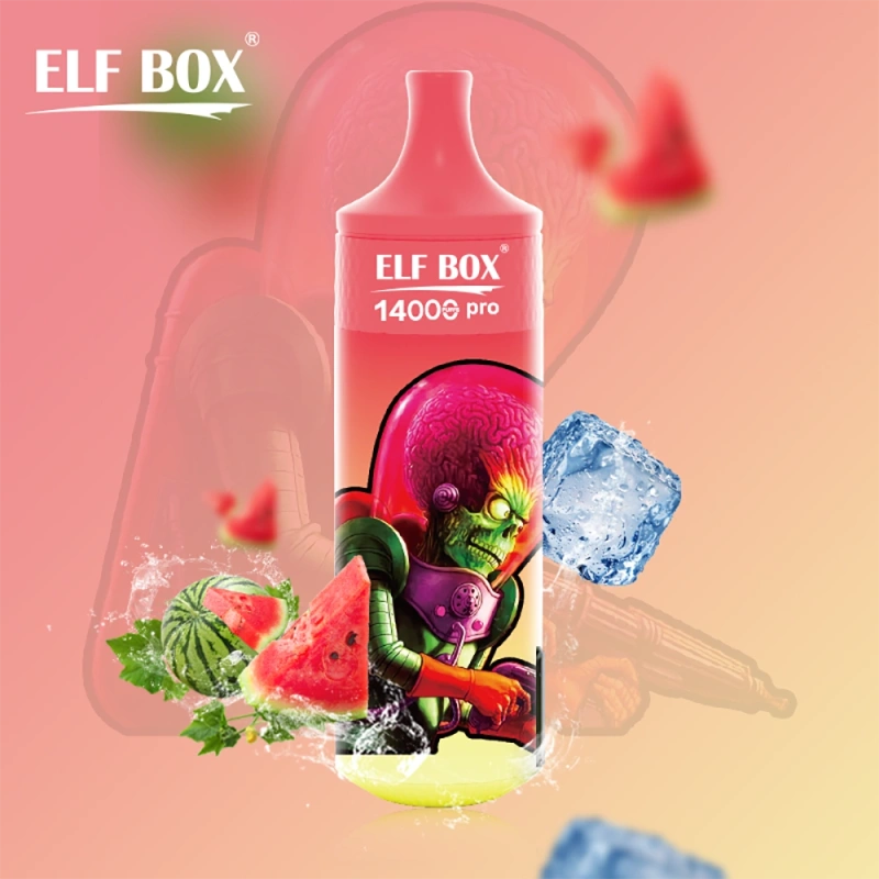 ELF BOX 14000 Pro Puffs Disposable E Cigarettes Vapers Puff 14k 0% 2% 3% 5% LED Display 1.0ohm Mesh Coil 25ml Prefilled Pod 600mah Rechargeable RGB Light Lanyard Pen