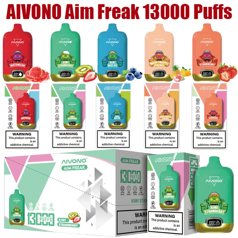 AIVONO Aim Freak 13000 Puffs Disposable Vape E-cigarettes 0% 2% 5% 20ml Pre-filled Pod Mesh Coil 650mAh Rechargeable Battery Puff 13k Pen