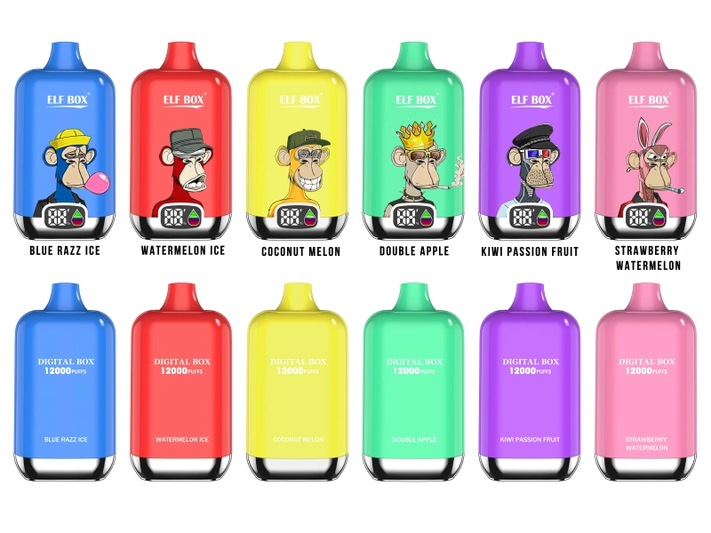 ELF BOX Digital 12000 Puffs Disposable E Cigarettes Vaper 0% 2% 3% 5% 25ml Prefilled Pod 0.8ohm Mesh Coil 500mah Rechargeable Battery Puff 12k Pen