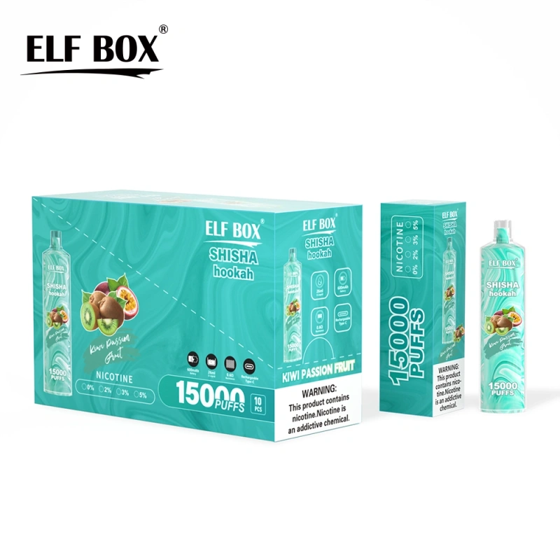 Puff 15k ELF BOX Shisha Hookah 15000 Puffs Vape Disposable E-cigarettes 26ml Prefilled Pod 600mah Rechargeable Pen